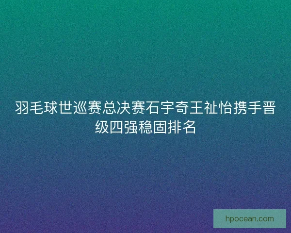 羽毛球世巡赛总决赛石宇奇王祉怡携手晋级四强稳固排名