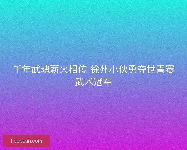 千年武魂薪火相传 徐州小伙勇夺世青赛武术冠军