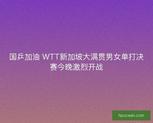 国乒加油 WTT新加坡大满贯男女单打决赛今晚激烈开战